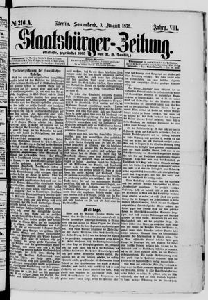 Staatsbürger-Zeitung on Aug 3, 1872