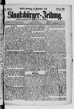 Staatsbürger-Zeitung on Nov 10, 1872