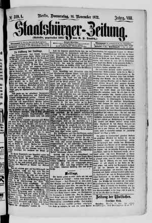Staatsbürger-Zeitung vom 14.11.1872
