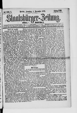 Staatsbürger-Zeitung on Dec 1, 1872