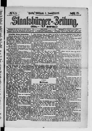 Staatsbürger-Zeitung vom 08.01.1873