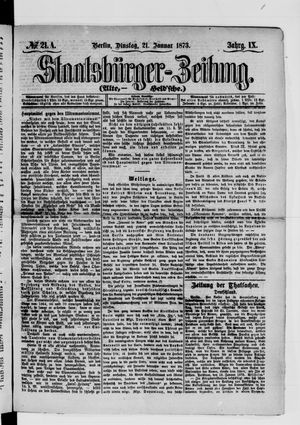 Staatsbürger-Zeitung vom 21.01.1873