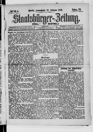 Staatsbürger-Zeitung on Feb 22, 1873