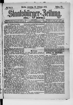 Staatsbürger-Zeitung on Feb 23, 1873