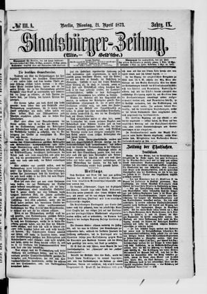 Staatsbürger-Zeitung vom 21.04.1873