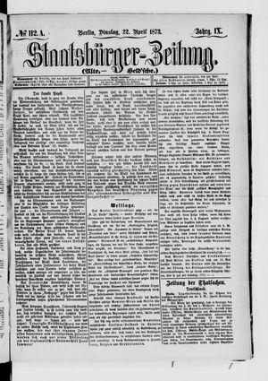 Staatsbürger-Zeitung vom 22.04.1873