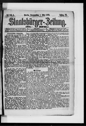 Staatsbürger-Zeitung on May 1, 1873
