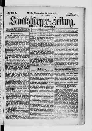 Staatsbürger-Zeitung on Jul 10, 1873