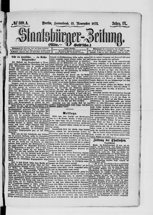 Staatsbürger-Zeitung on Nov 15, 1873