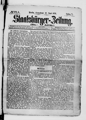 Staatsbürger-Zeitung vom 27.06.1874