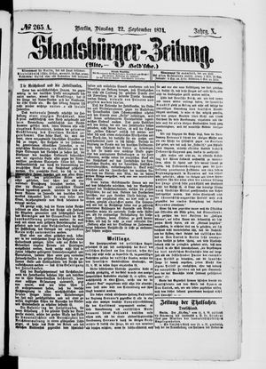 Staatsbürger-Zeitung vom 22.09.1874