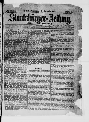 Staatsbürger-Zeitung vom 31.12.1874