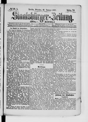 Staatsbürger-Zeitung on Jan 19, 1875