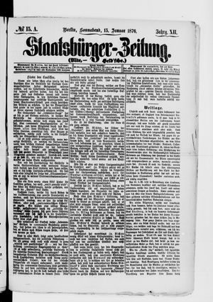 Staatsbürger-Zeitung on Jan 15, 1876