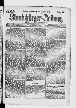 Staatsbürger-Zeitung on Jan 20, 1876