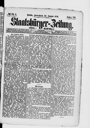 Staatsbürger-Zeitung vom 22.01.1876