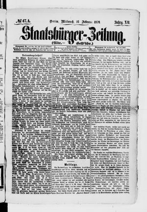 Staatsbürger-Zeitung on Feb 16, 1876