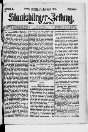 Staatsbürger-Zeitung on Nov 27, 1876