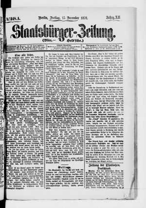 Staatsbürger-Zeitung on Dec 15, 1876