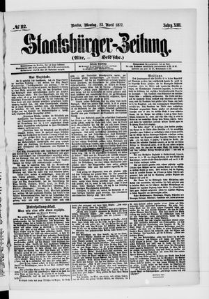 Staatsbürger-Zeitung vom 23.04.1877