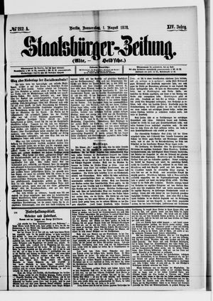 Staatsbürger-Zeitung on Aug 1, 1878