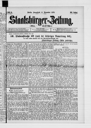 Staatsbürger-Zeitung vom 15.11.1879