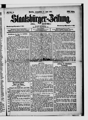 Staatsbürger-Zeitung vom 11.06.1881
