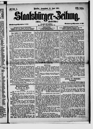 Staatsbürger-Zeitung vom 25.06.1881