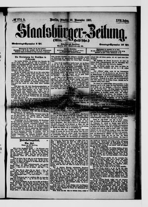 Staatsbürger-Zeitung vom 22.11.1881