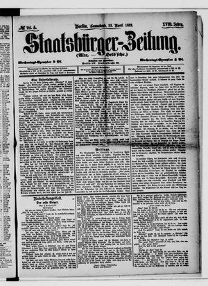 Staatsbürger-Zeitung vom 22.04.1882