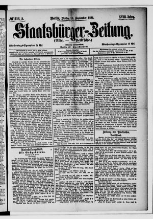 Staatsbürger-Zeitung on Sep 15, 1882