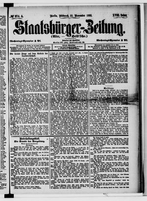 Staatsbürger-Zeitung vom 22.11.1882