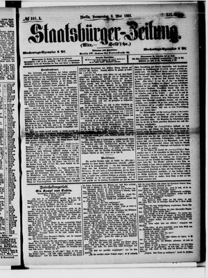 Staatsbürger-Zeitung on May 3, 1883