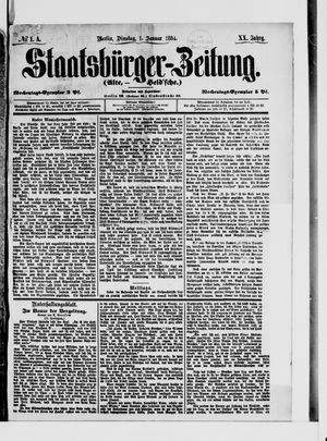 Staatsbürger-Zeitung vom 01.01.1884