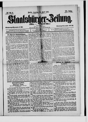 Staatsbürger-Zeitung vom 20.04.1884