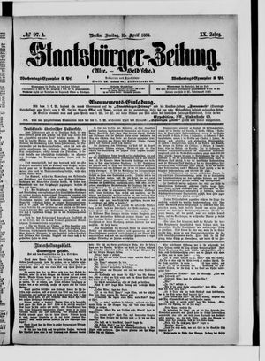 Staatsbürger-Zeitung vom 25.04.1884