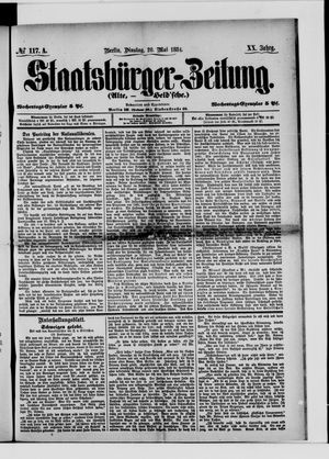 Staatsbürger-Zeitung on May 20, 1884