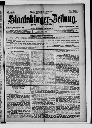 Staatsbürger-Zeitung on Jun 18, 1884