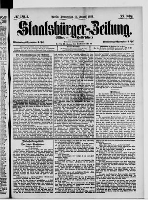 Staatsbürger-Zeitung on Aug 14, 1884
