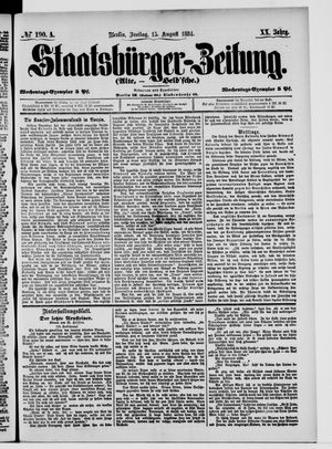 Staatsbürger-Zeitung on Aug 15, 1884