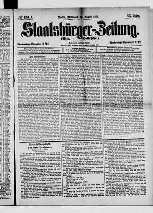 Staatsbürger-Zeitung on Aug 20, 1884