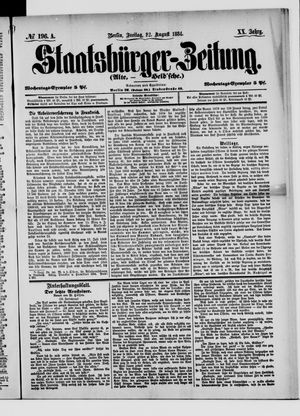 Staatsbürger-Zeitung on Aug 22, 1884