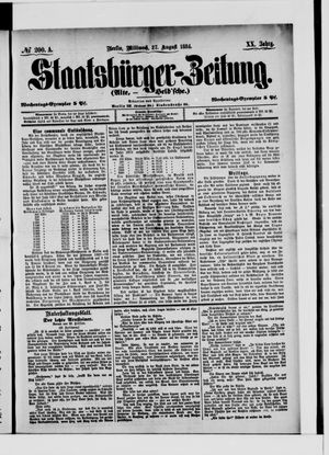 Staatsbürger-Zeitung on Aug 27, 1884