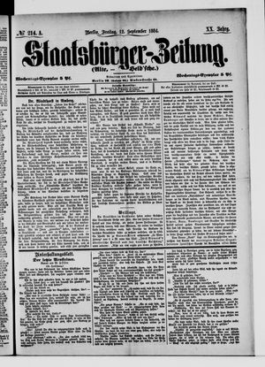 Staatsbürger-Zeitung vom 12.09.1884