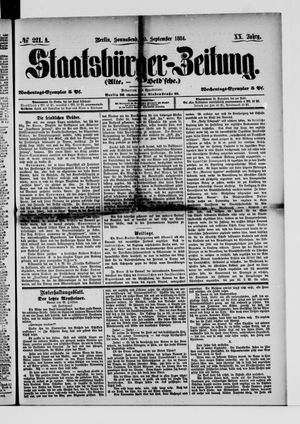 Staatsbürger-Zeitung vom 20.09.1884