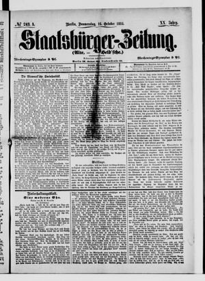 Staatsbürger-Zeitung vom 16.10.1884