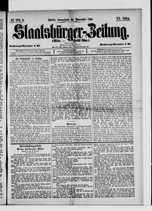 Staatsbürger-Zeitung vom 22.11.1884