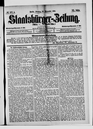 Staatsbürger-Zeitung vom 25.11.1884