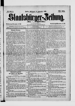 Staatsbürger-Zeitung vom 16.09.1885