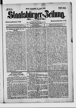 Staatsbürger-Zeitung on Apr 23, 1887